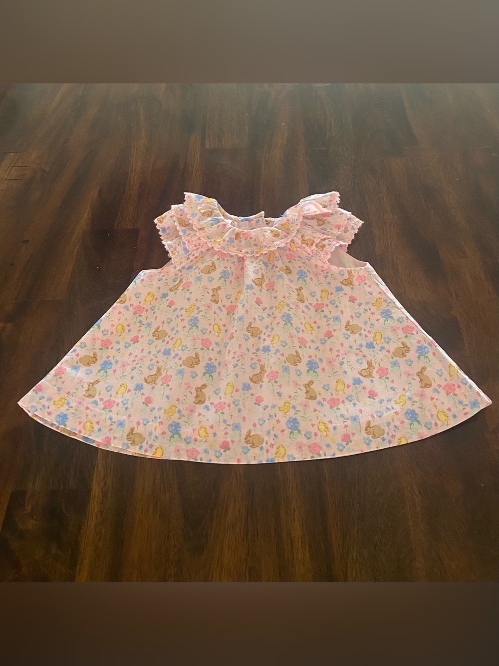 Janie and Jack Pastel Floral Bunny Print Pink Dress
